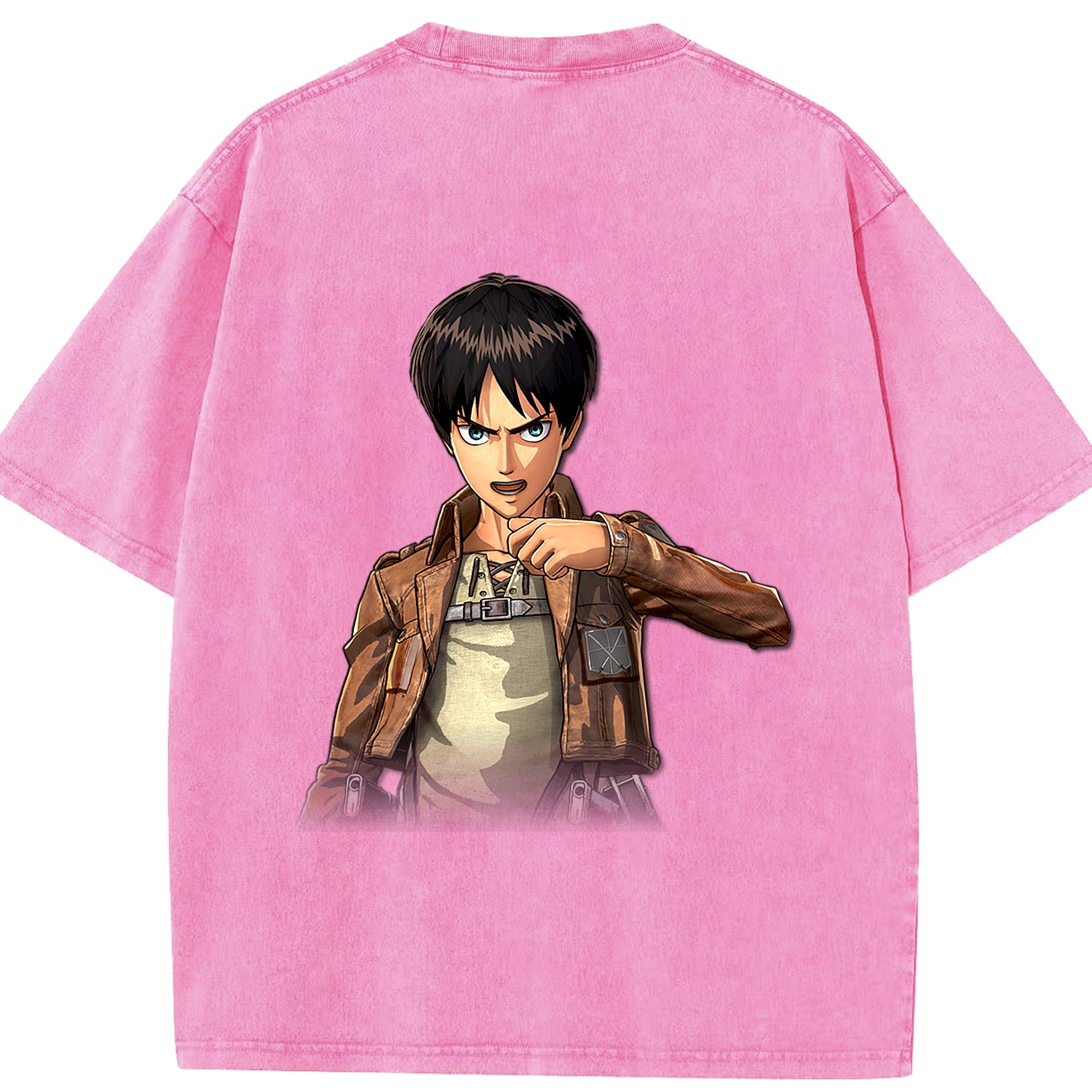 （画像用） 進撃の巨人 エレン･イェーガー Attack on Titan Eren Jäger 綿100% ヴィンテージ風 半袖Tシャツ（背面プリント）